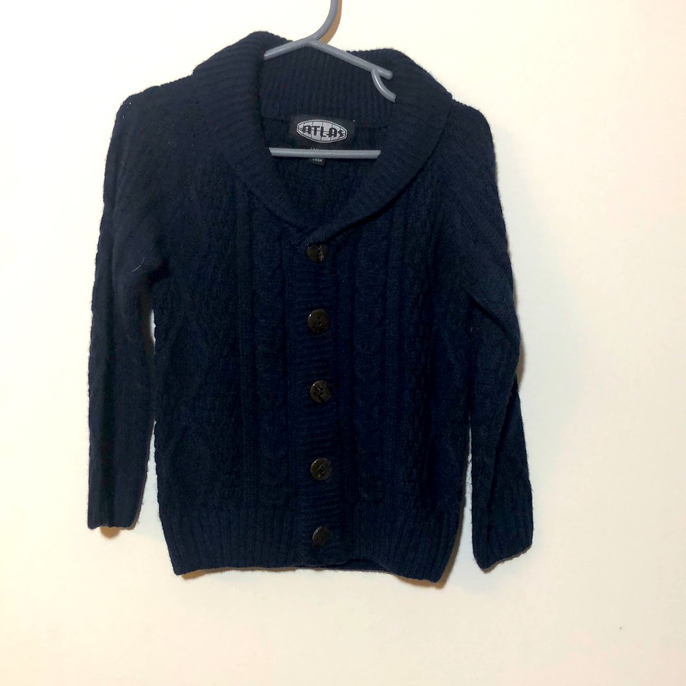 3T Navy Cable Knit sweater button down EUC